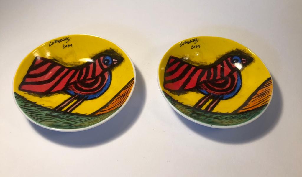Twee kleine Corneille limoges schaaltjes, vogel, 2001, Ophalen of Verzenden, Zo goed als nieuw