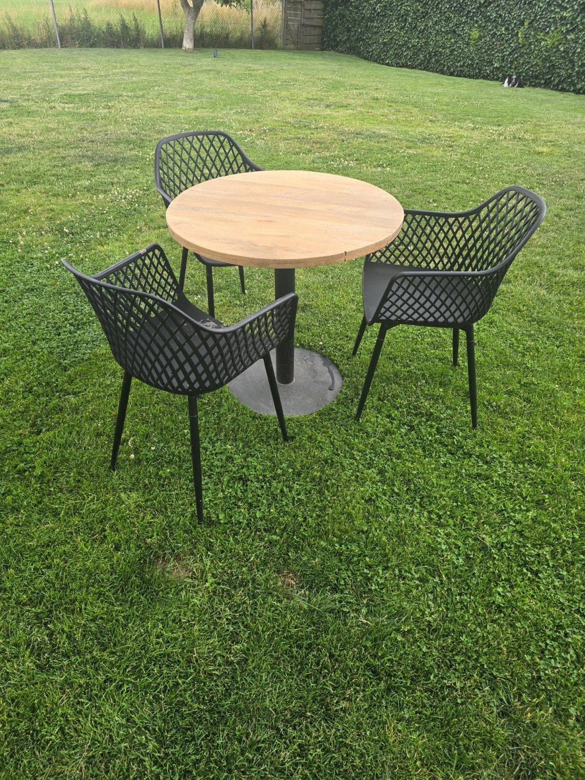 Moderne tuinset met ronde tafel en 3 stoelen, Tuin en Terras, Ophalen