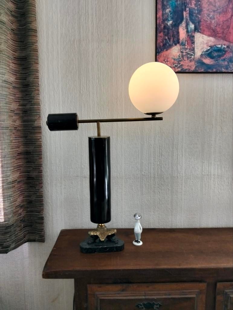 Postmoderne lamp van marmer en messing, Ophalen, Overige materialen, 50 tot 75 cm, Postmodern