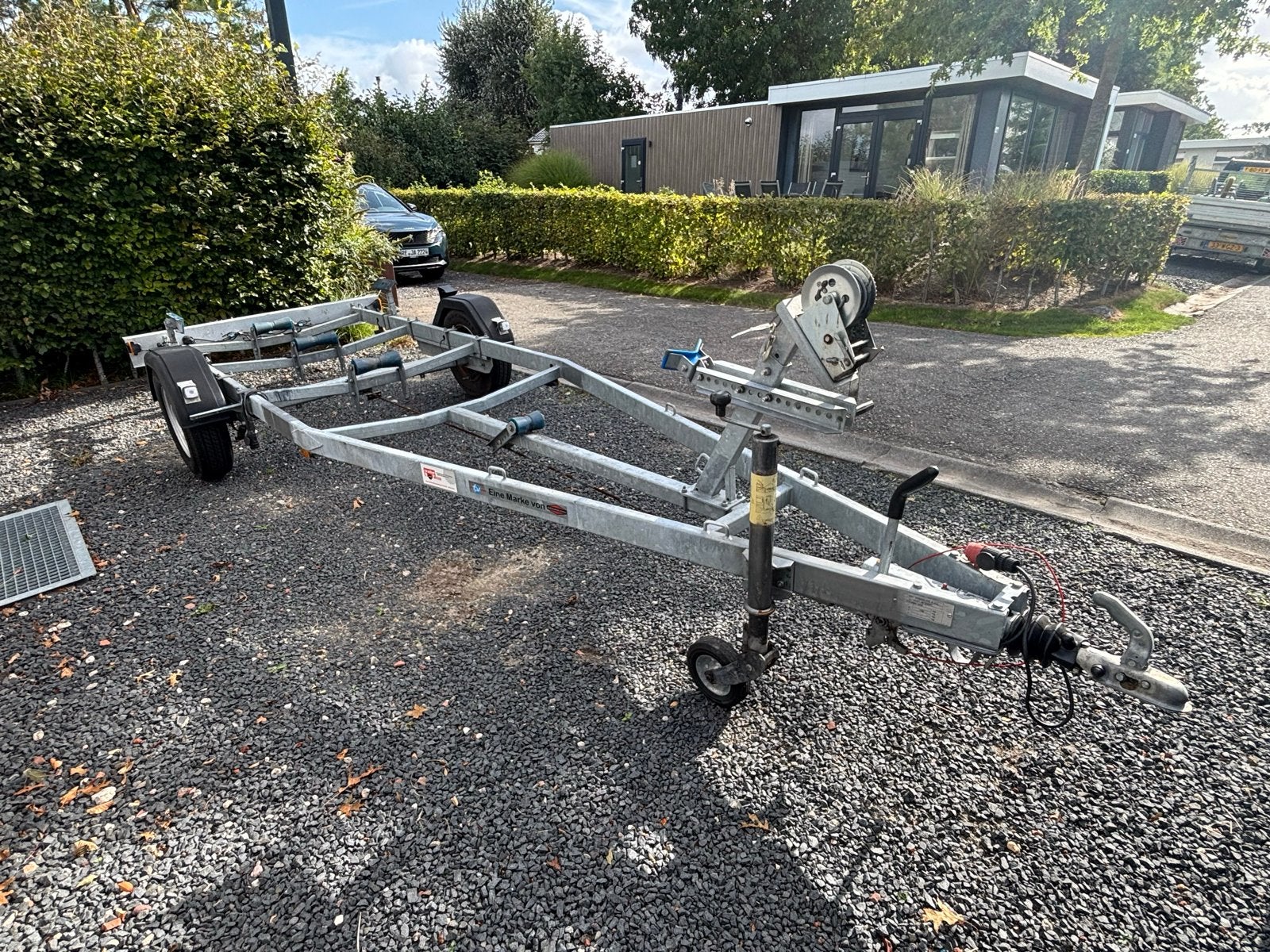 Degelijke boottrailer - Gebruikt 2017 met kenteken, Watersport en Boten, Ophalen, Minder dan 1500 kg, Gebruikt, Verstelbare verlichting