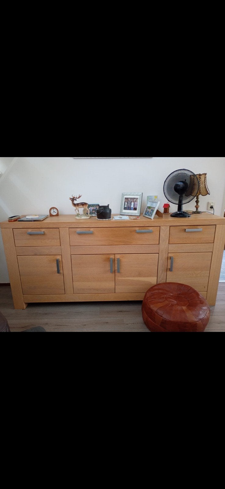 Mooi eiken dressoir - 220x52x95 cm, Gebruikt, Eikenhout, Ophalen of Verzenden, 200 cm of meer