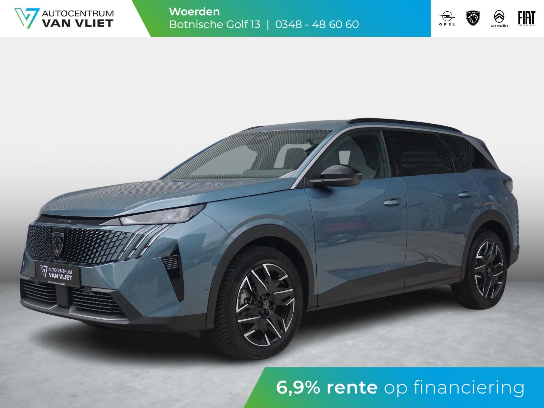 Peugeot 5008 1.2 Hybrid 136 Allure 7p 7-Persoons, Auto's, Peugeot, Stof, Gebruikt, 1199 cc, Blauw