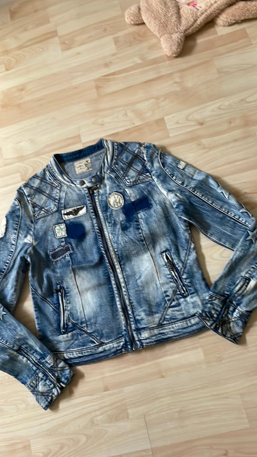 Mooi vintage spijkerjasje maat M, Ophalen of Verzenden, Zo goed als nieuw, Maat 38/40 (M), Blauw
