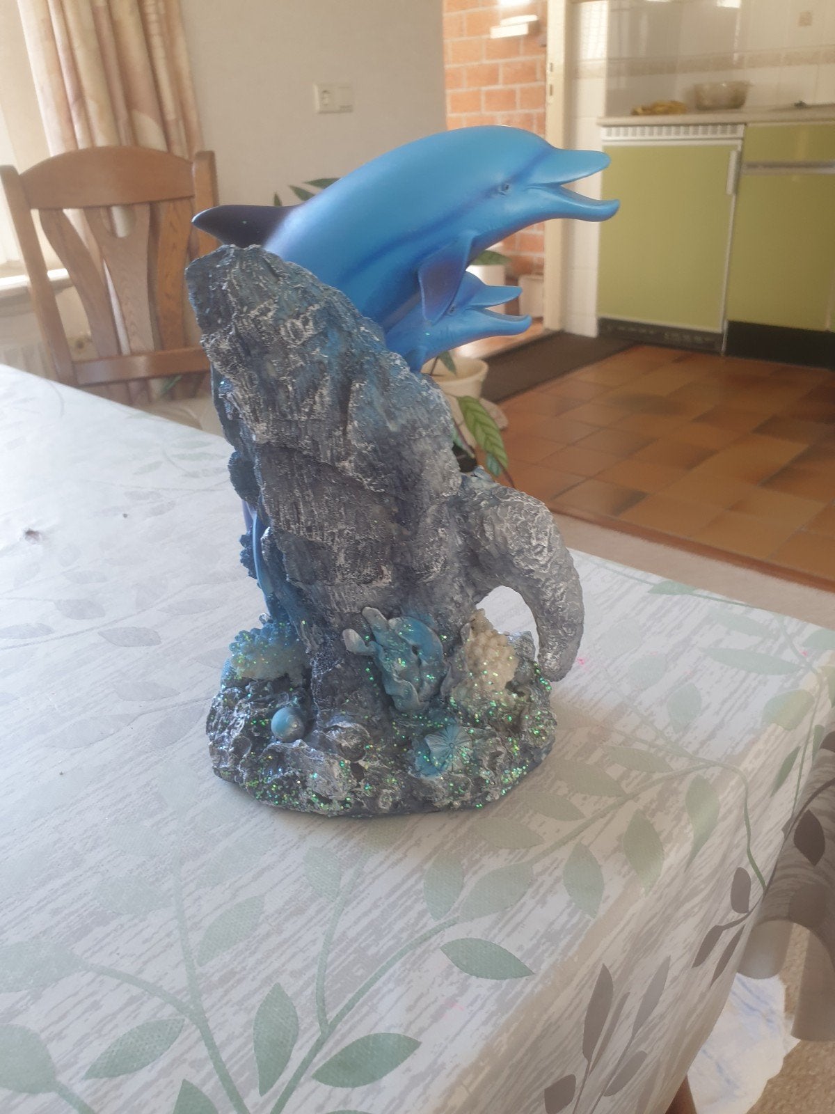 Decoratief beeld dolfijnen - blauw, Ophalen, Blauw, Overige stijlen, Kunststof