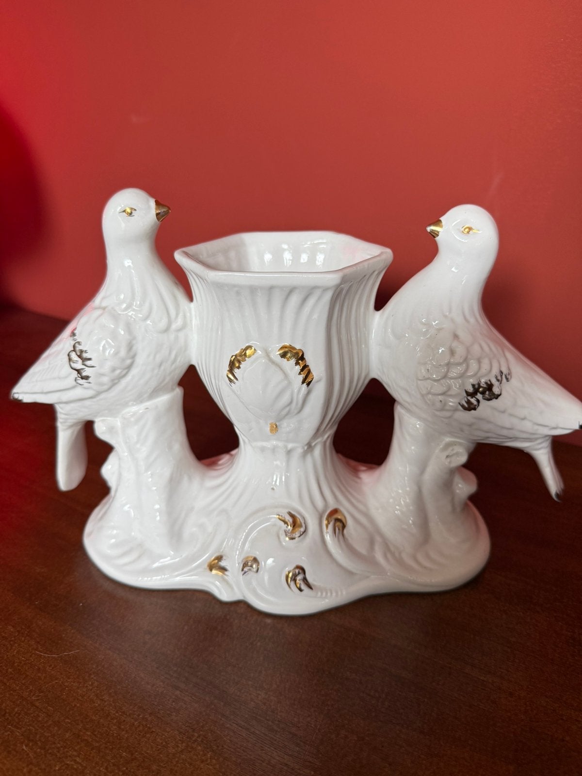 Capodimonte (stijl?) bloempot met vogels 34 cm br 22 hoog, Antiek en Kunst, Ophalen of Verzenden