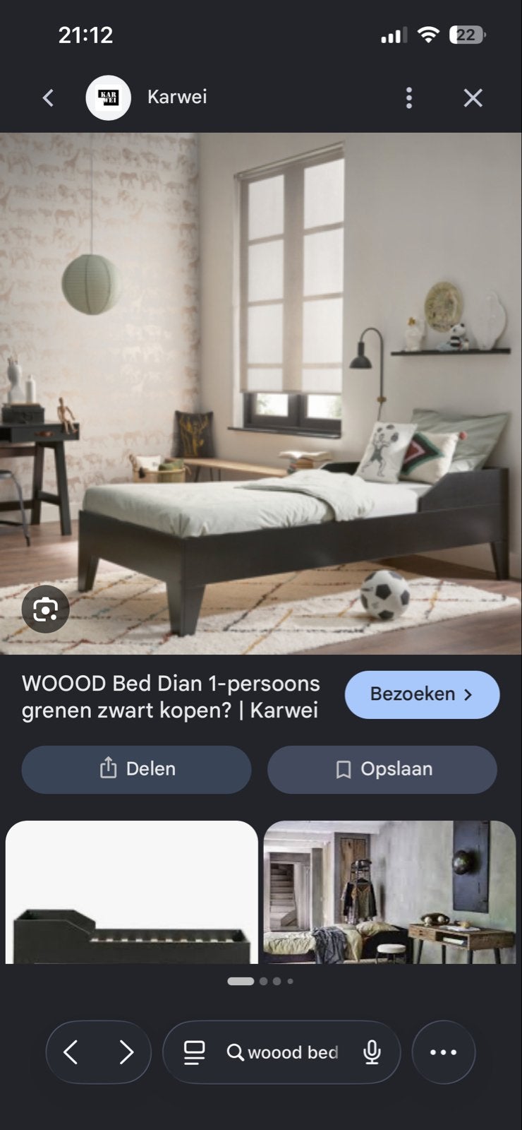 WOOOD Bed Dian 1-persoons grenen zwart, 90 cm, Eenpersoons, Zwart, Ophalen of Verzenden