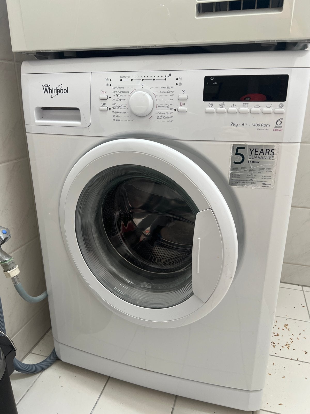 Whirlpool Chiara 1400 Wasmachine - 7kg, A++, 1400 RPM, Ophalen, Gebruikt, 85 tot 90 cm, 1200 tot 1600 toeren