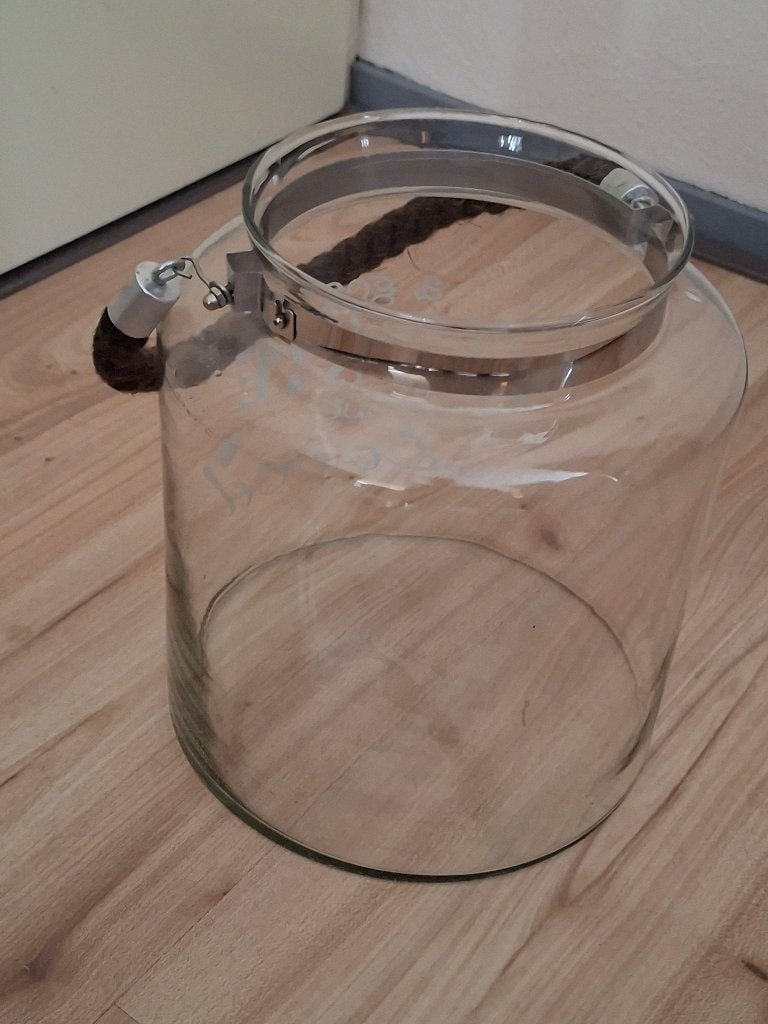 Glazen pot met touwhengsel – HOME tekst – woondecoratie, Transparant, Geschikt voor droogbloemen, Ophalen, 24 cm