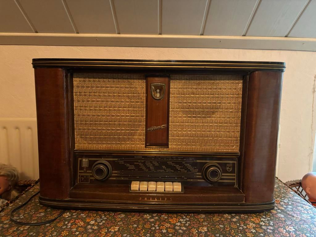 Vintage Philips Bi-Ampli Radio - Klassieke Buizenradio, Ophalen, Niet werkend, Radio