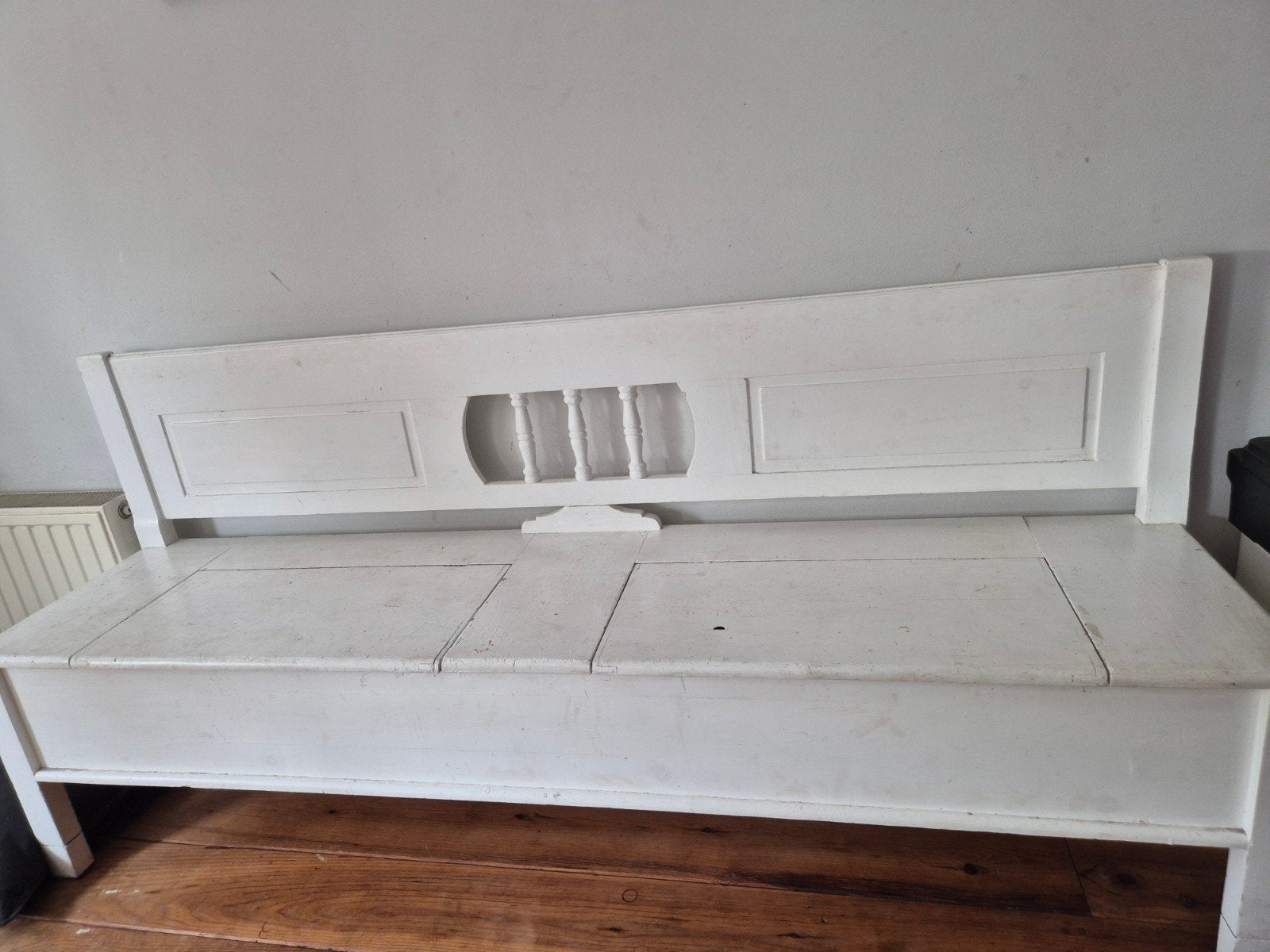 Witte houten bank met opbergruimte, Antiek en Kunst, Ophalen