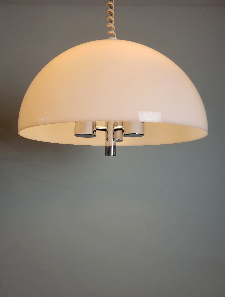 Vintage Raak Maxi Globe hanglamp, Gebruikt, Vintage design, Mid Century Modern, Ophalen of Verzenden, Glas