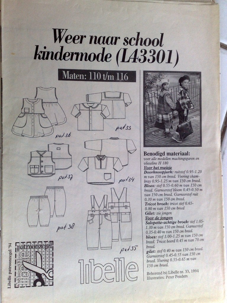 11 x Libelle patronen voor baby & kinderen, Verzenden, Zo goed als nieuw, Kind, Knippie