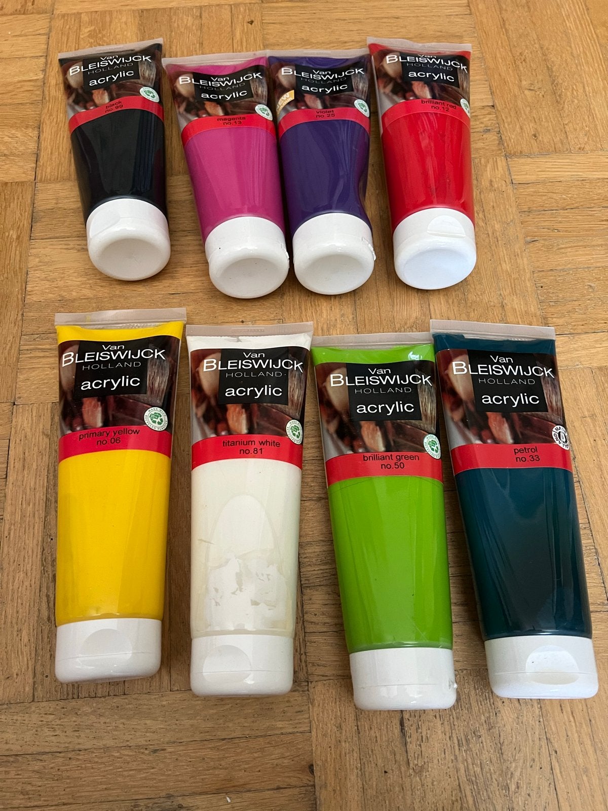 Set van 8 Van Bleiswijck Acrylverf tubes - Nieuw, Ophalen of Verzenden, Nieuw, Acrylverf