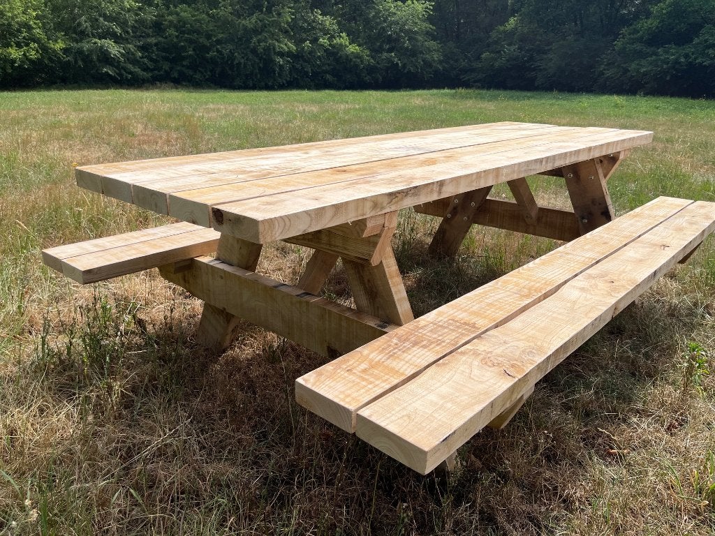 Kastanjehouten picknickbank 200 cm – Robuust en gemonteerd, Tuin en Terras, Ophalen, Nieuw, Rechthoekig, Hout