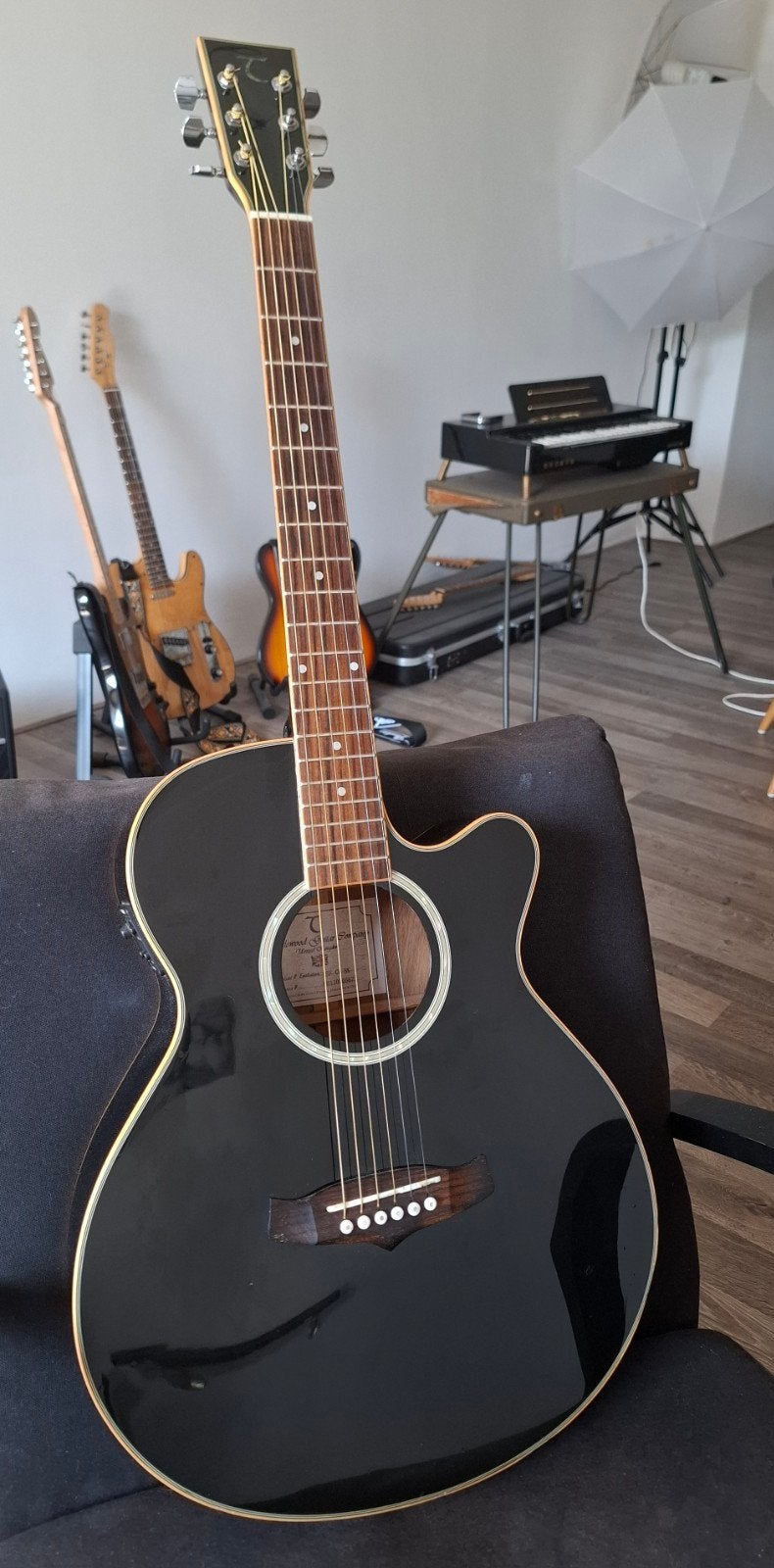 Tanglewood Western Gitaar Zwart met element, Muziek en Instrumenten, Snaarinstrumenten | Gitaren | Akoestisch, Ophalen, Gebruikt