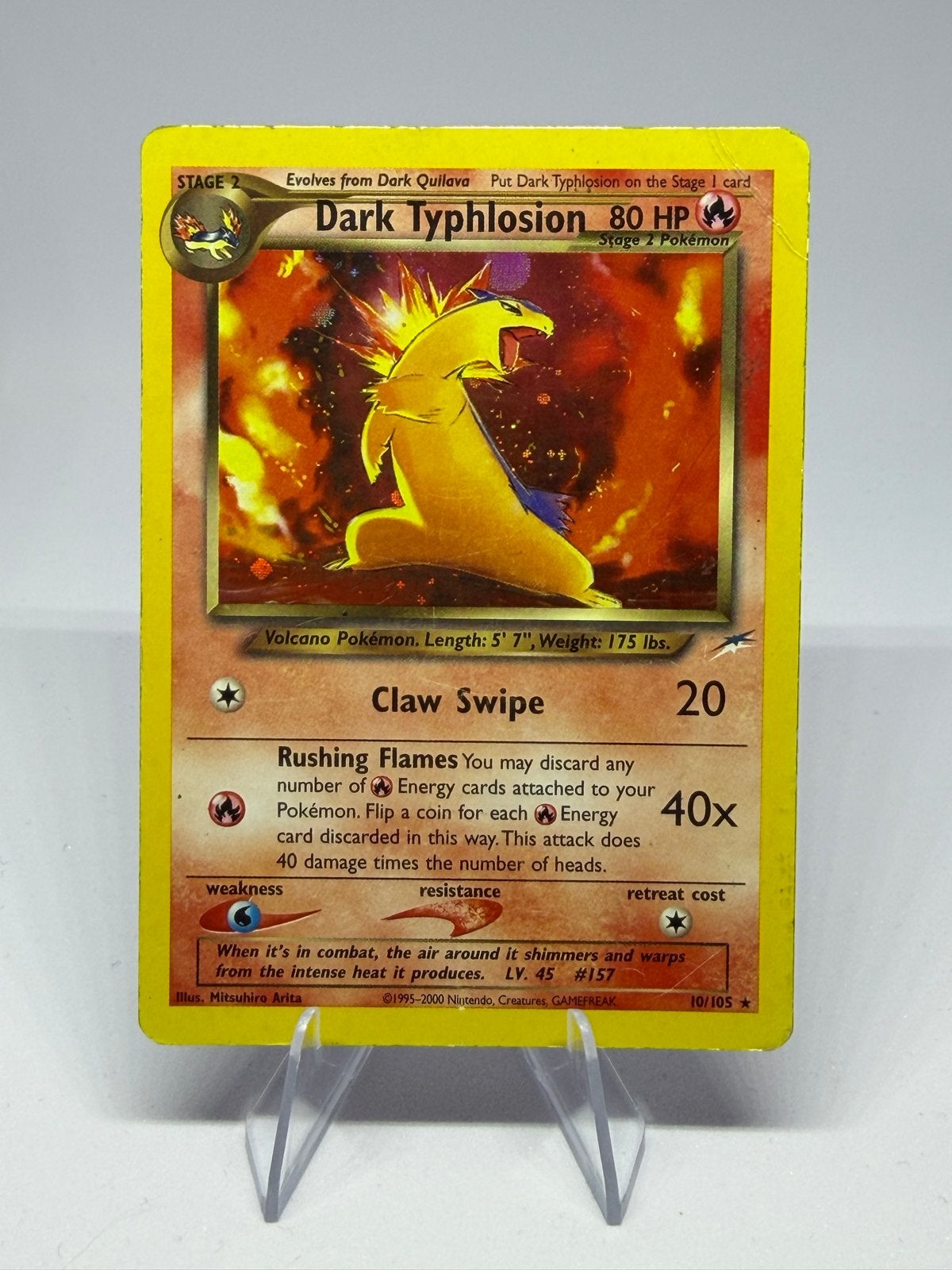 Dark Typhlosion 10/105 Pokémon kaart - Gebruikt, Ophalen of Verzenden, Gebruikt, Losse kaart, Foil