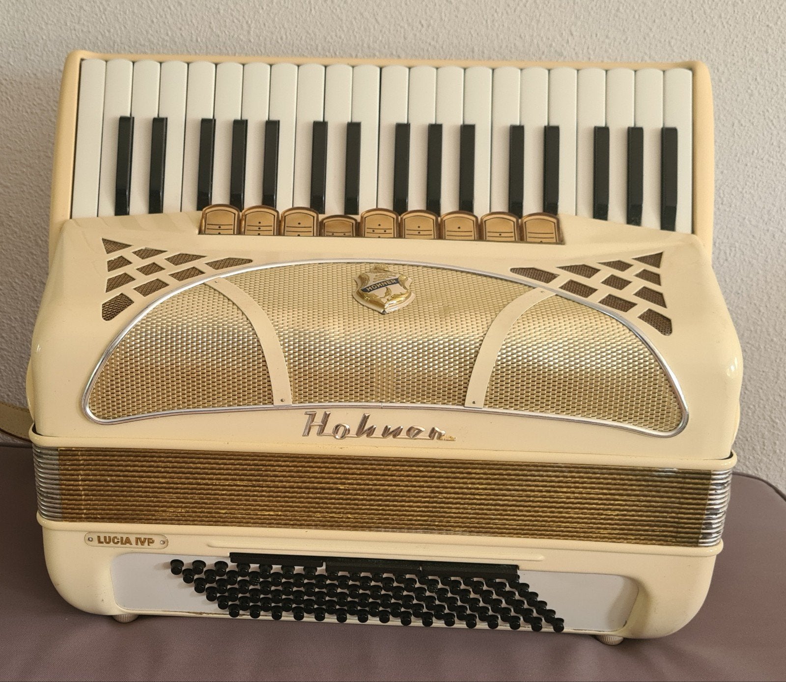 Hohner Lucia IVP Toetsaccordeon - Gereviseerd en gestemd, Muziek en Instrumenten, Ophalen, Gebruikt, Met riemen, Toetsaccordeon