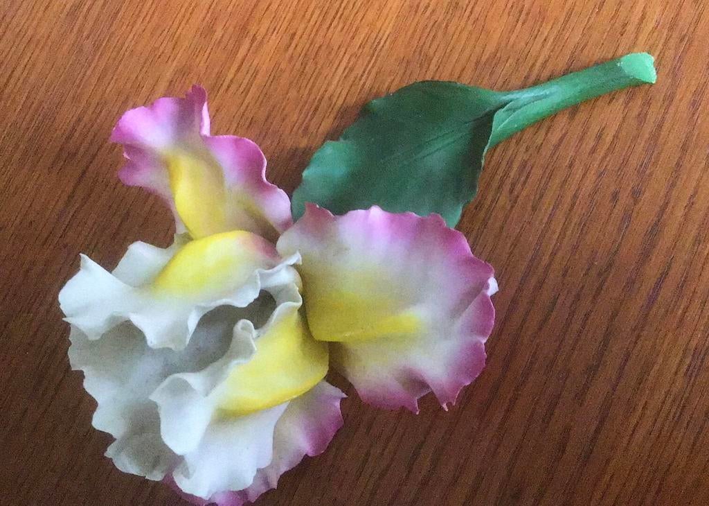 Tafelversiering: Liggende lelie van porselein Monta Rosa, Ophalen of Verzenden