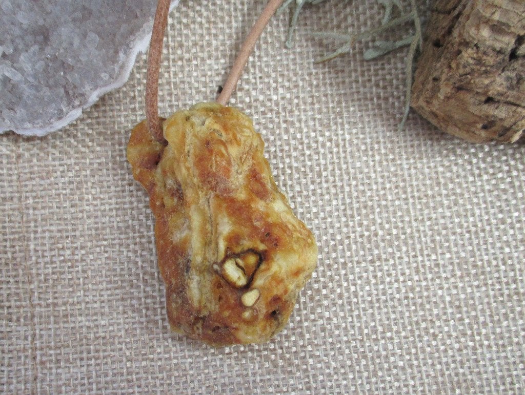 Barnsteen butterscotch ruw - halsketting -, Ophalen of Verzenden, Fossiel
