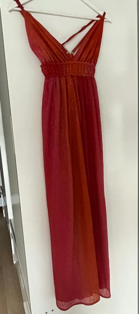 Costes Studio Lange Jurk Rood/Oranje Maat XS, Galajurk, Ophalen of Verzenden, Zo goed als nieuw, Roze