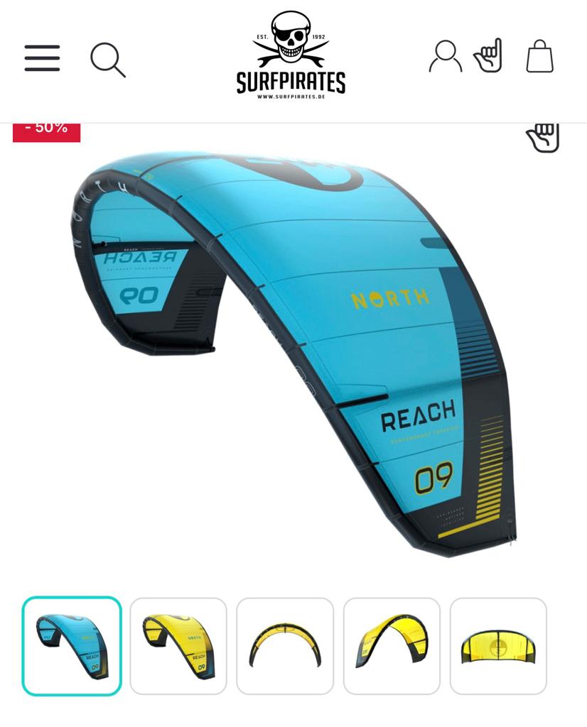 North Reach Kitesurf Kite 9m² - 10x gebruikt, Watersport en Boten, Kitesurfen, 9 m², Geen board, Ophalen of Verzenden, Zo goed als nieuw