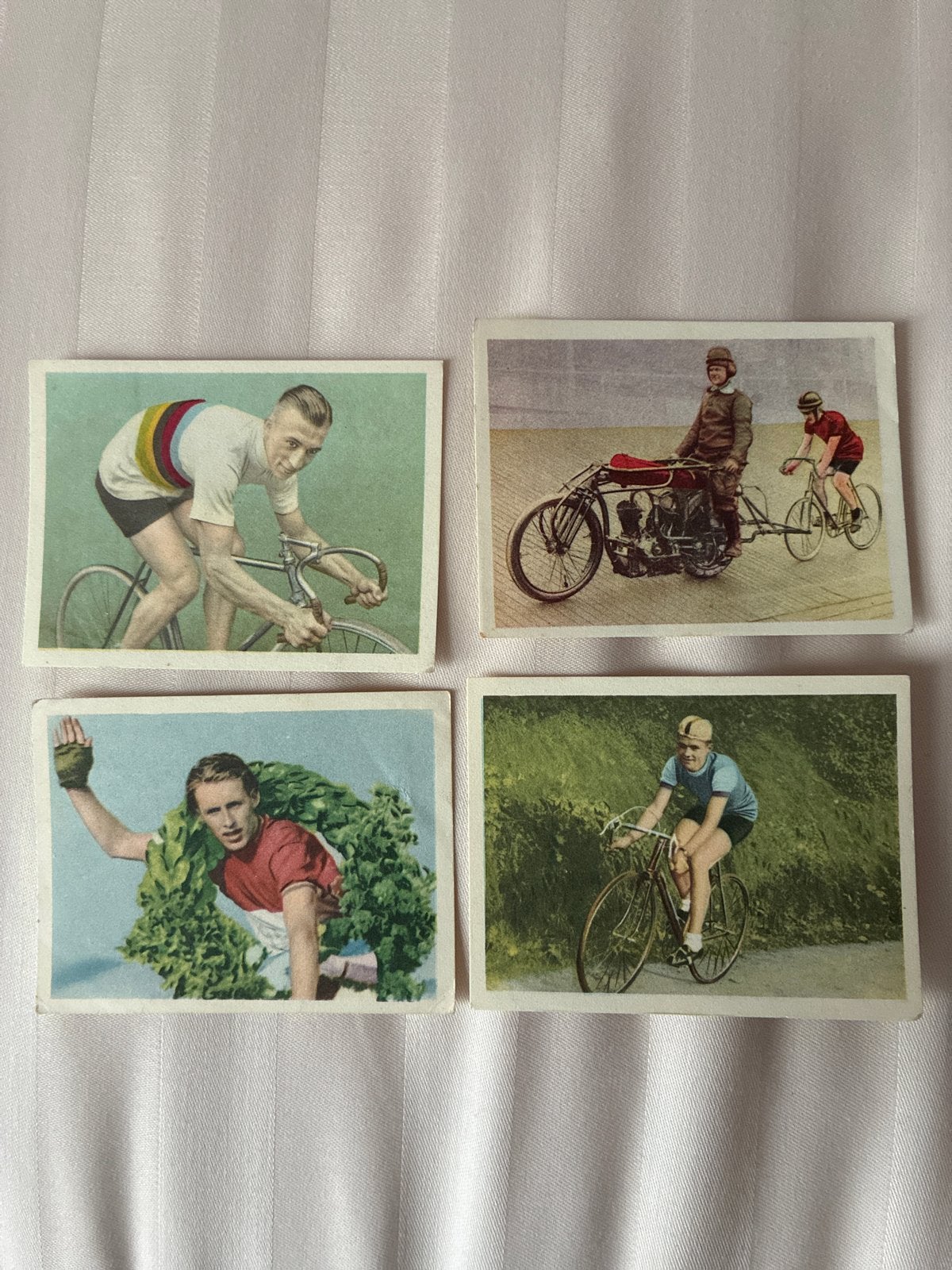 4x Vintage Wielrenners Plaatjes Leeuwenzegel-Margarine, Ophalen of Verzenden, Gebruikt, Overige sporten, Poster, Plaatje of Sticker