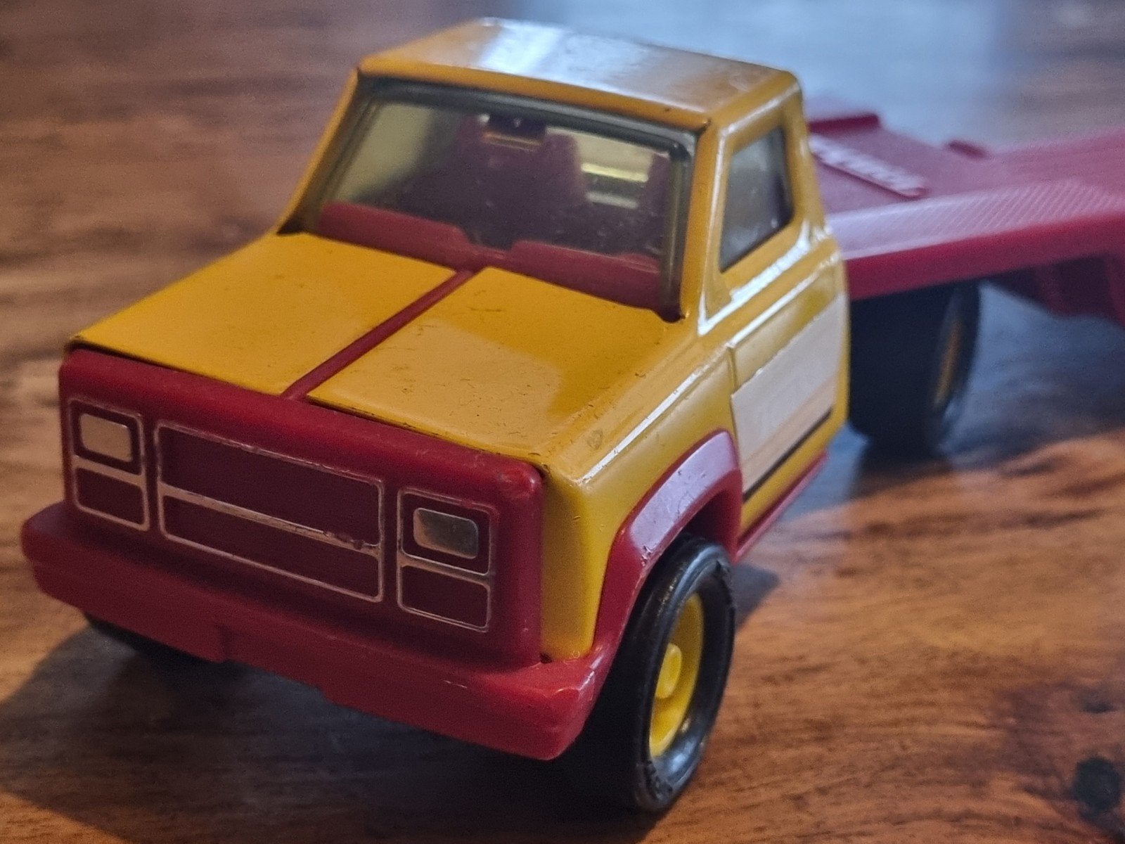 Vintage Tonka Vrachtwagen met Oplegger - Geel/Rood, Verzamelen, Ophalen of Verzenden, Gebruikt