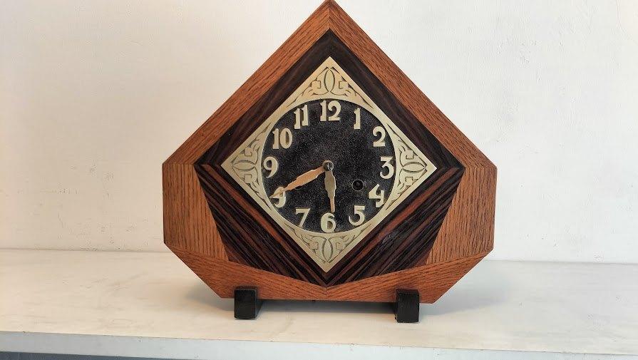 Art Deco - Amsterdamse School pendule  kastklok, Antiek en Kunst, Antiek | Klokken, Ophalen of Verzenden