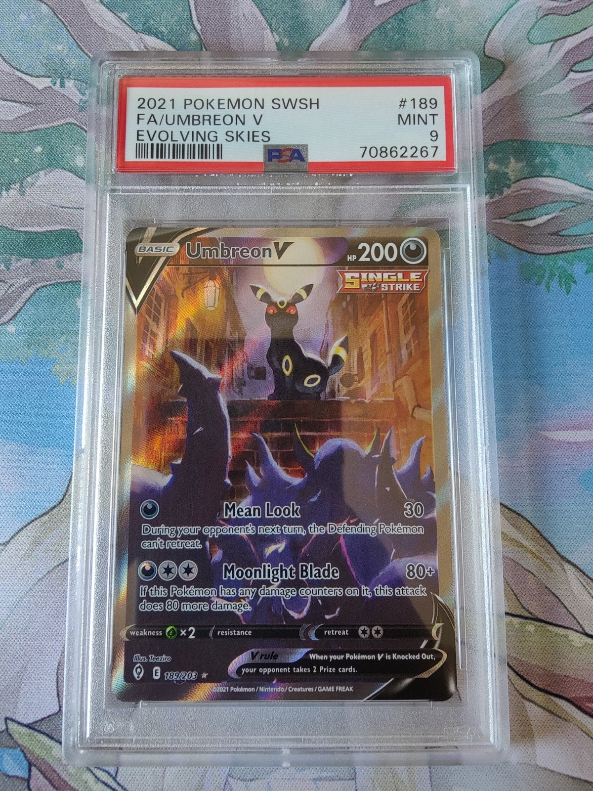 Pokemon evolving skies Umbreon v alt art 189/203, Ophalen of Verzenden, Nieuw, Losse kaart, Foil