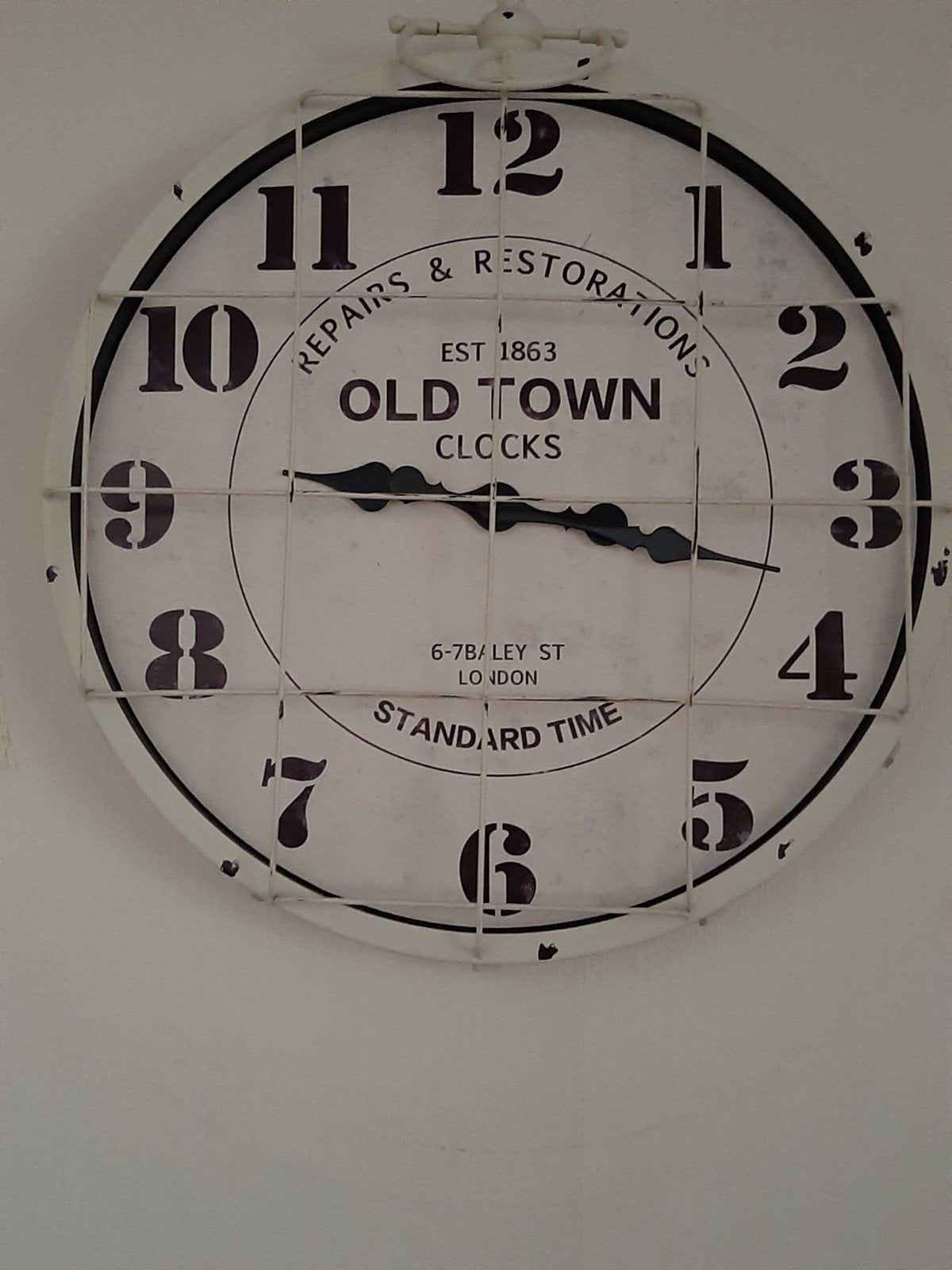 Grote wandklok, Wandklok, Wit, Vintage, Analoog