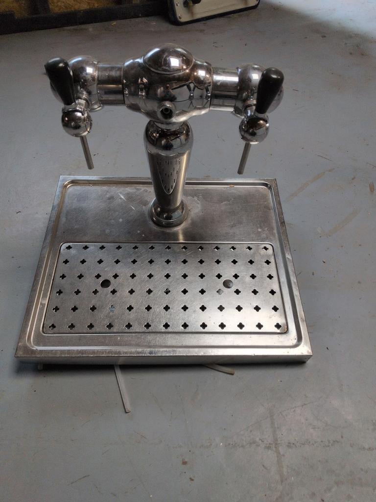 Dubbele Bier Tapkraan met Lekbak - RVS, Ophalen