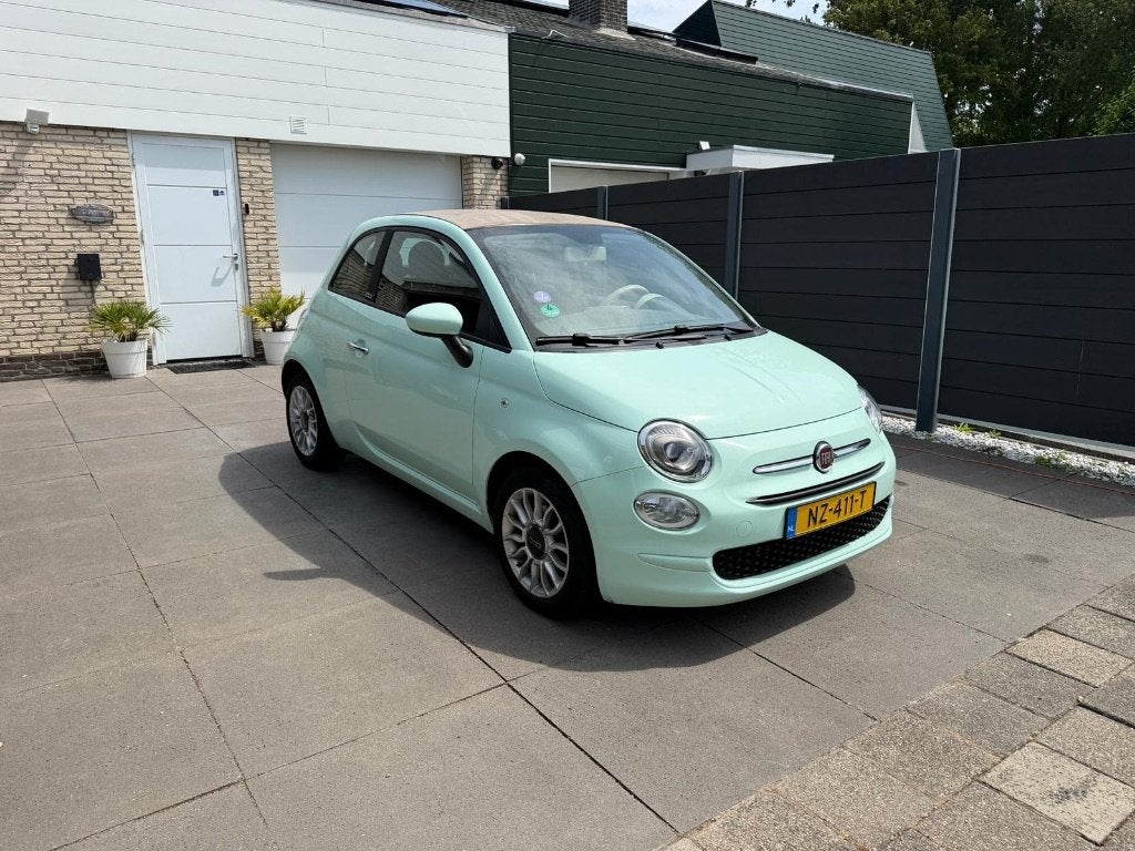 Fiat 500C Popstar Twinair Turbo 80pk 2017 Mintgroen, Auto's, Stof, Cabriolet, Origineel Nederlands, 26 km/l