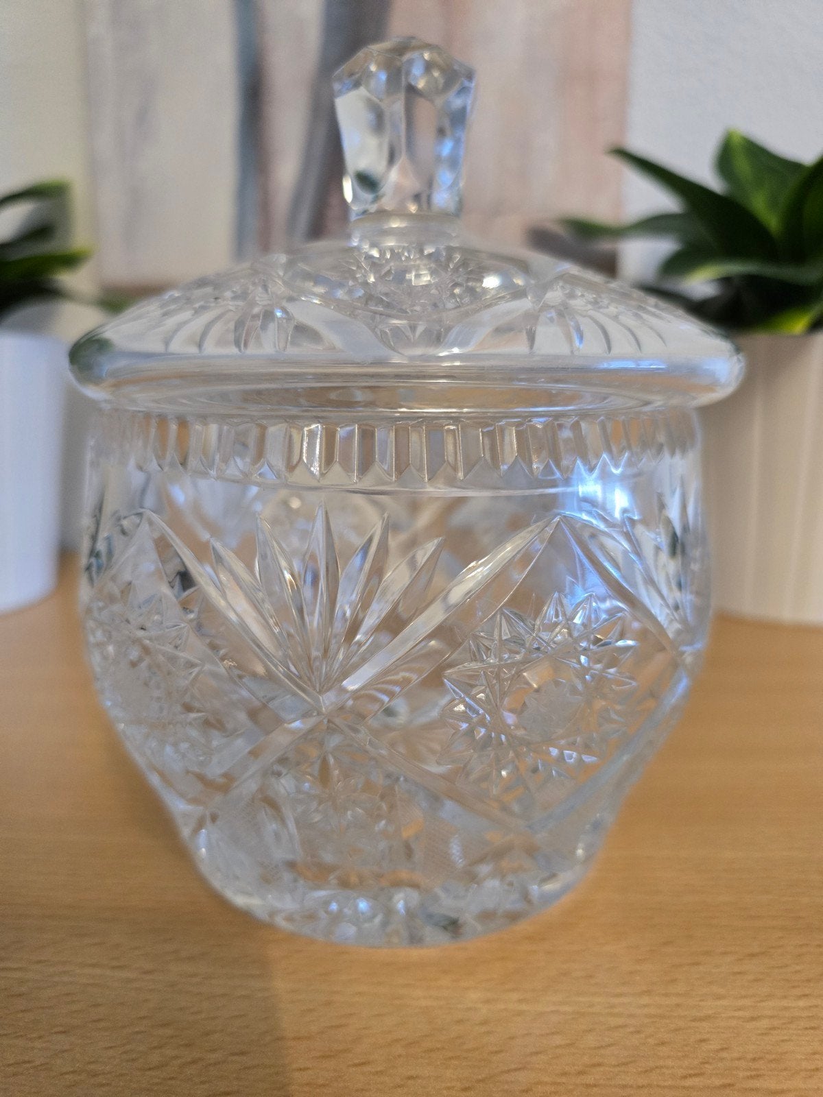 Vintage zware kristallen dekselpot – Boheems kristal – Nieuw, Antiek en Kunst, Antiek | Glas en Kristal, Ophalen of Verzenden