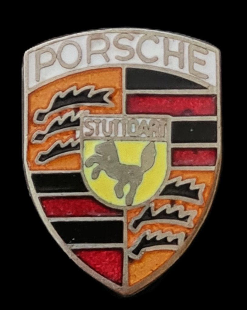 Porsche schild pin- emaille 14x20 mm., Verzenden, Nieuw, Transport, Speldje of Pin