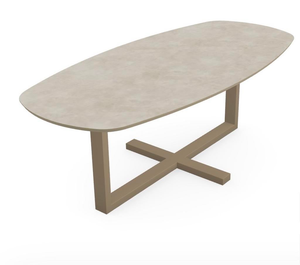Prachtige zgn eettafel beige keramiek blad 260x100cm, Ophalen, 100 tot 150 cm, 200 cm of meer, Zo goed als nieuw