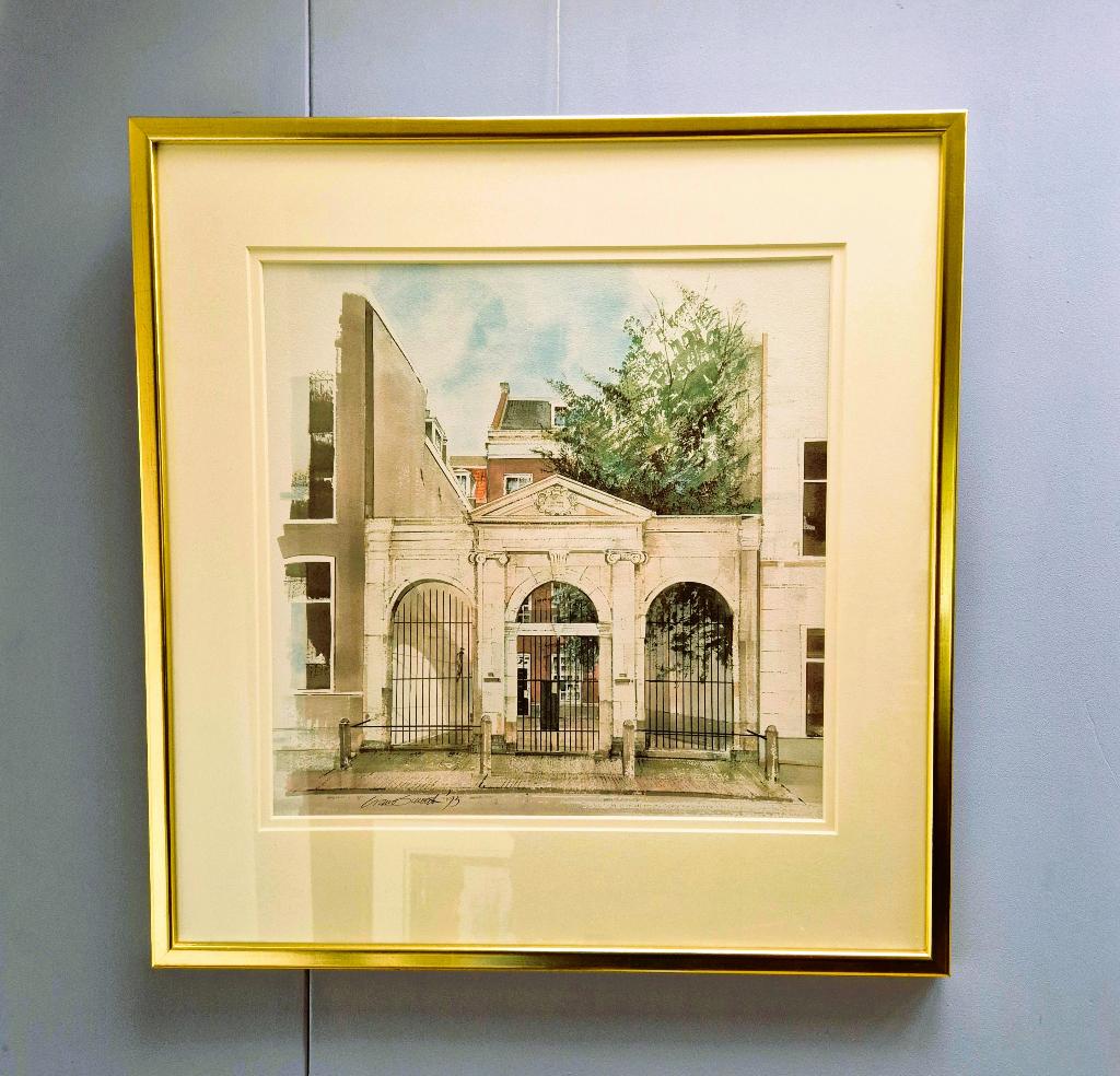 Ciano Siewert, aquarel stadsgezicht Amsterdam 1995, Ophalen of Verzenden