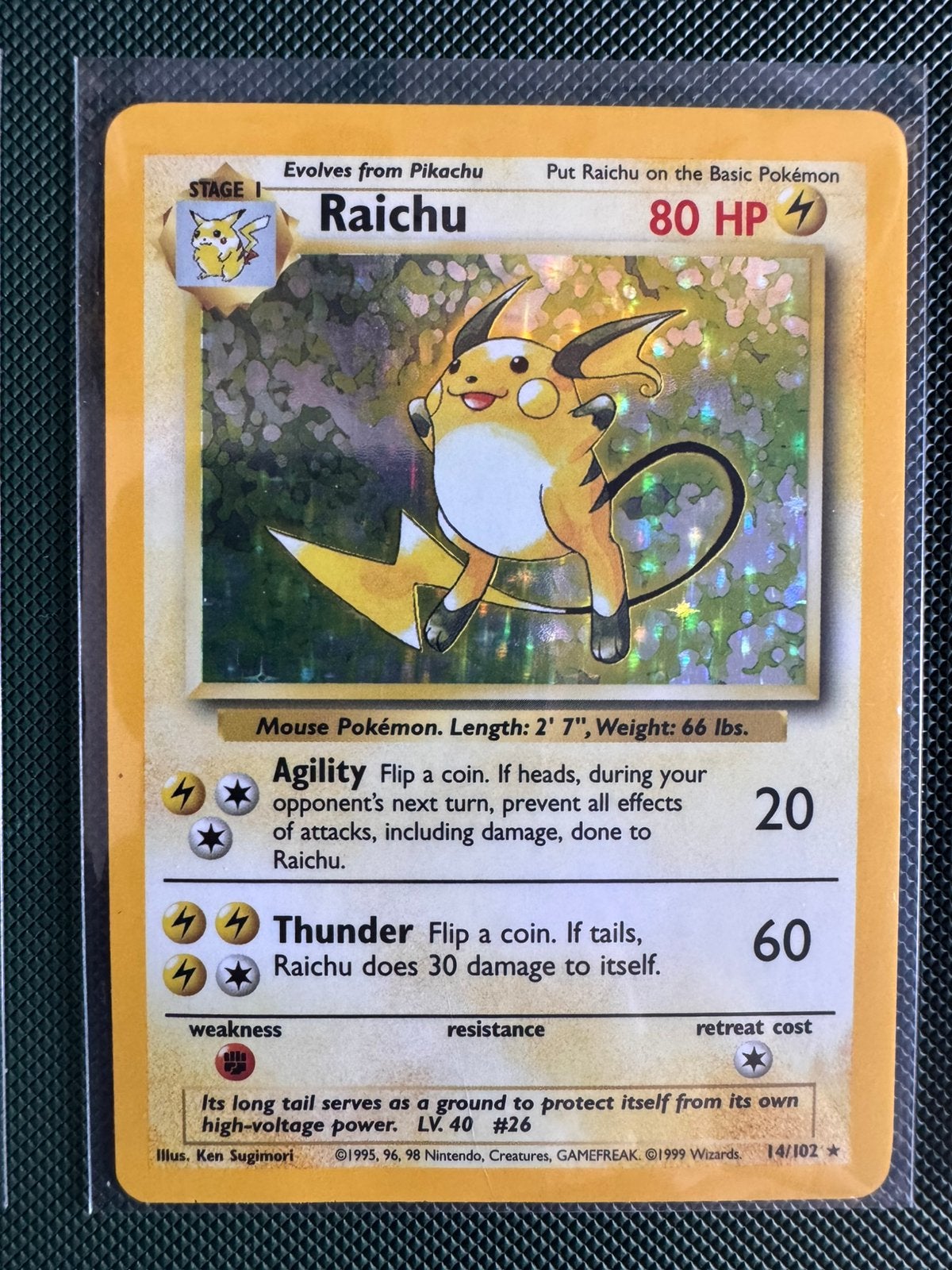 Raichu - Base 14/102 - Holo - Engels, Ophalen, Gebruikt, Losse kaart, Foil