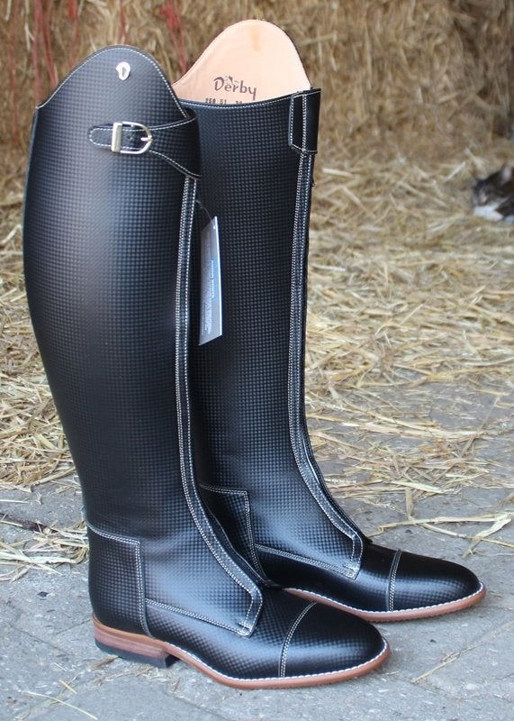 Derby rijlaarzen van chique carbon leer, Dressuur, Ritssluiting, Overige merken, Nieuw