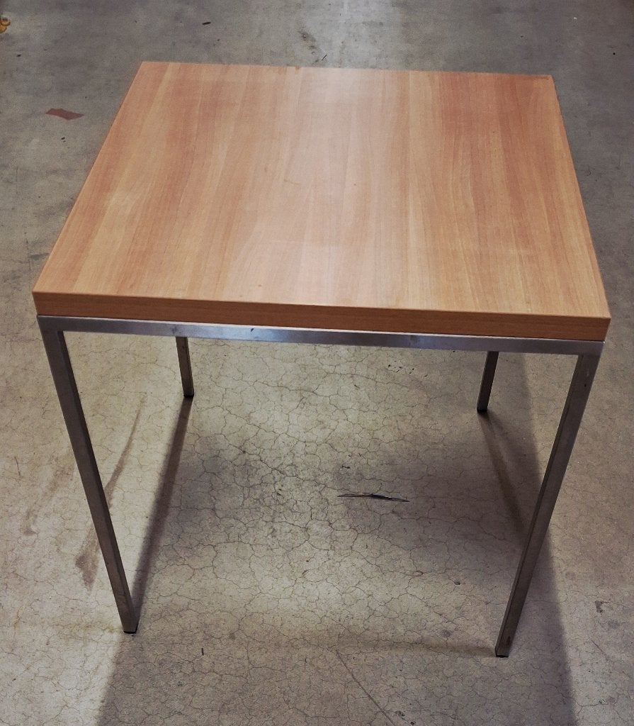 Zware vierkante tafel met RVS onderstel - 80x80x74 CM, 50 – 75, Gebruikt, 50 tot 100 cm, Vierkant