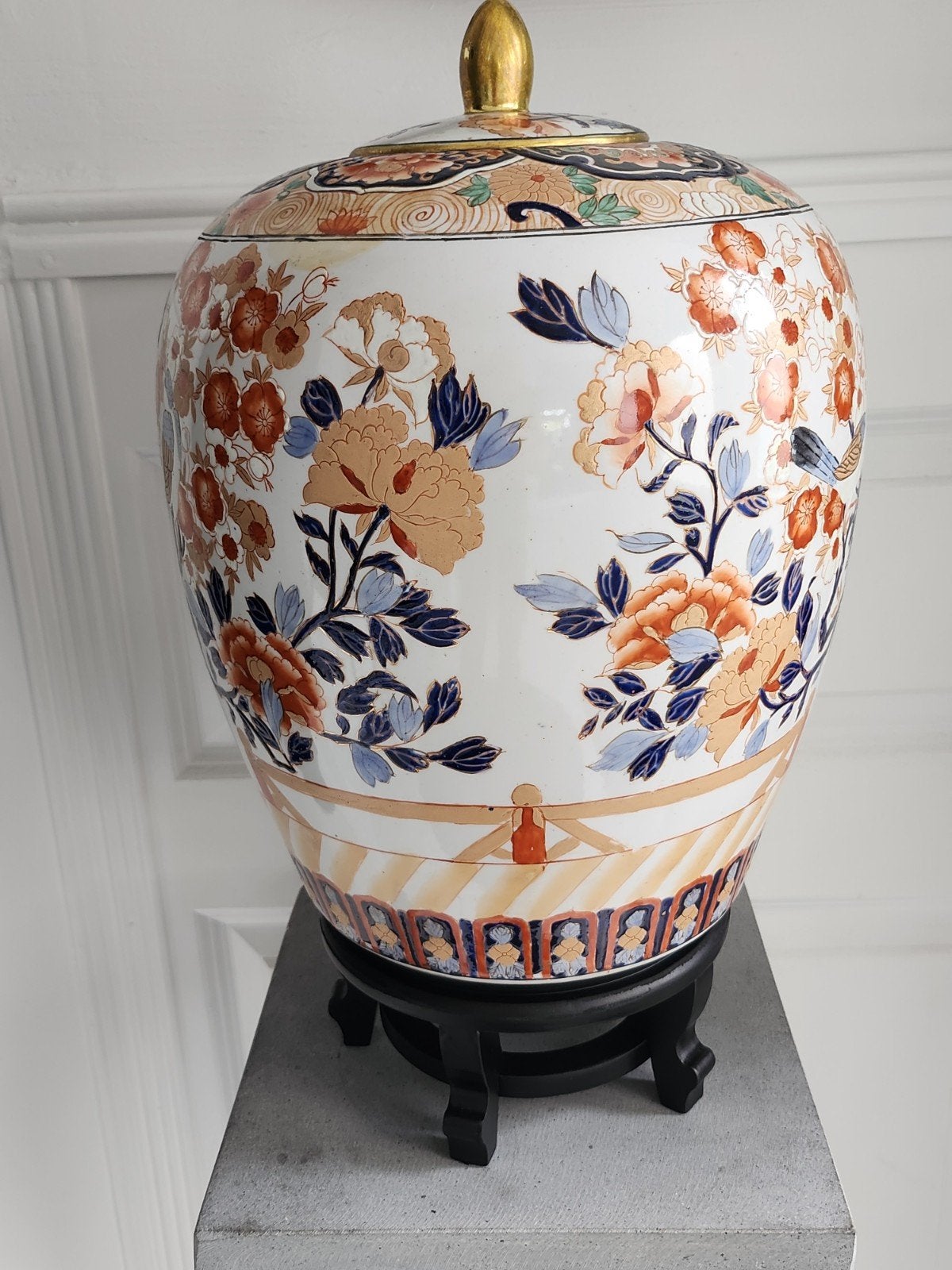 Prachtige Japanse Imari gemberpot met deksel - Puntgaaf, Ophalen of Verzenden