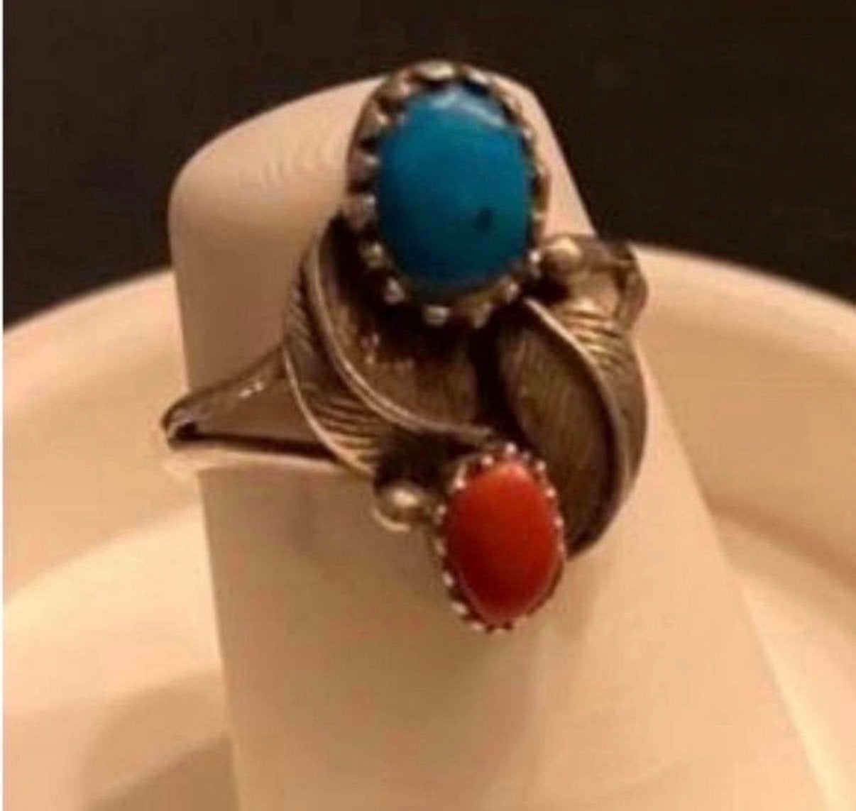 Unieke Handgemaakte Navajo Ring - 925 Zilver met Turkoois, Ophalen, Gebruikt, Met edelsteen, Dame