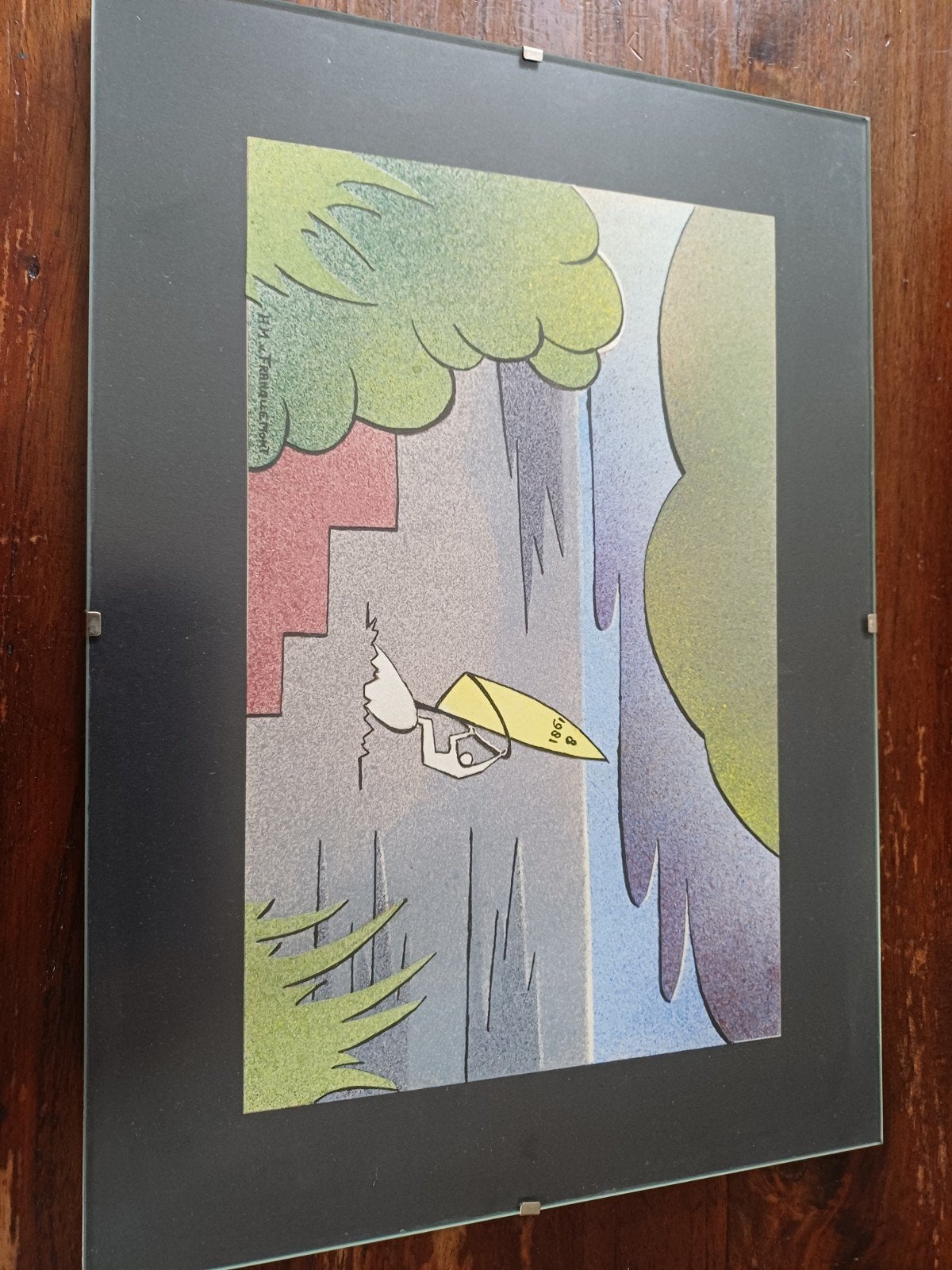 G6 Marijke van Franquemont Kaandorp - Windsurfer (1981), Ophalen of Verzenden, Print, Prent, Ingelijst