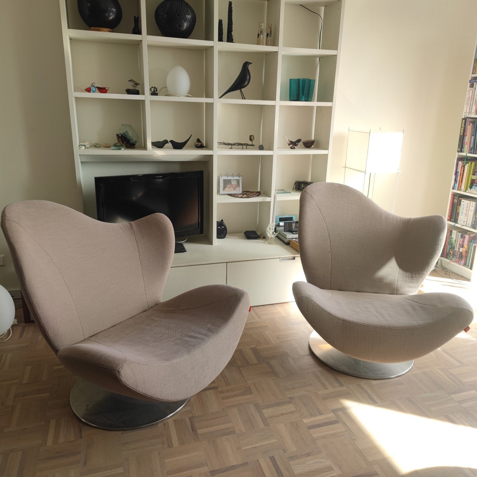 Esprit draaifauteuills beige i.z.g.st, Ophalen, Minder dan 75 cm, Zo goed als nieuw, Modern, markante vorm