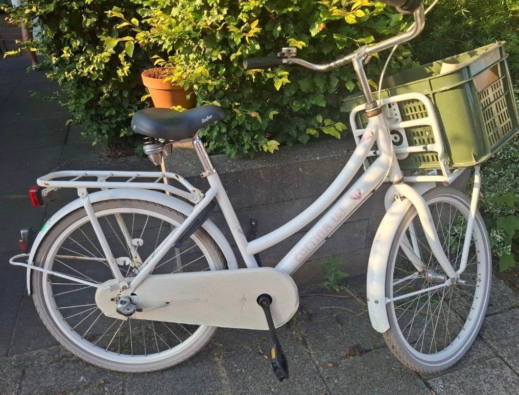 Witte cortina fiets 24 inch. met mand, Overige merken, Terugtraprem, Gebruikt, Ophalen of Verzenden