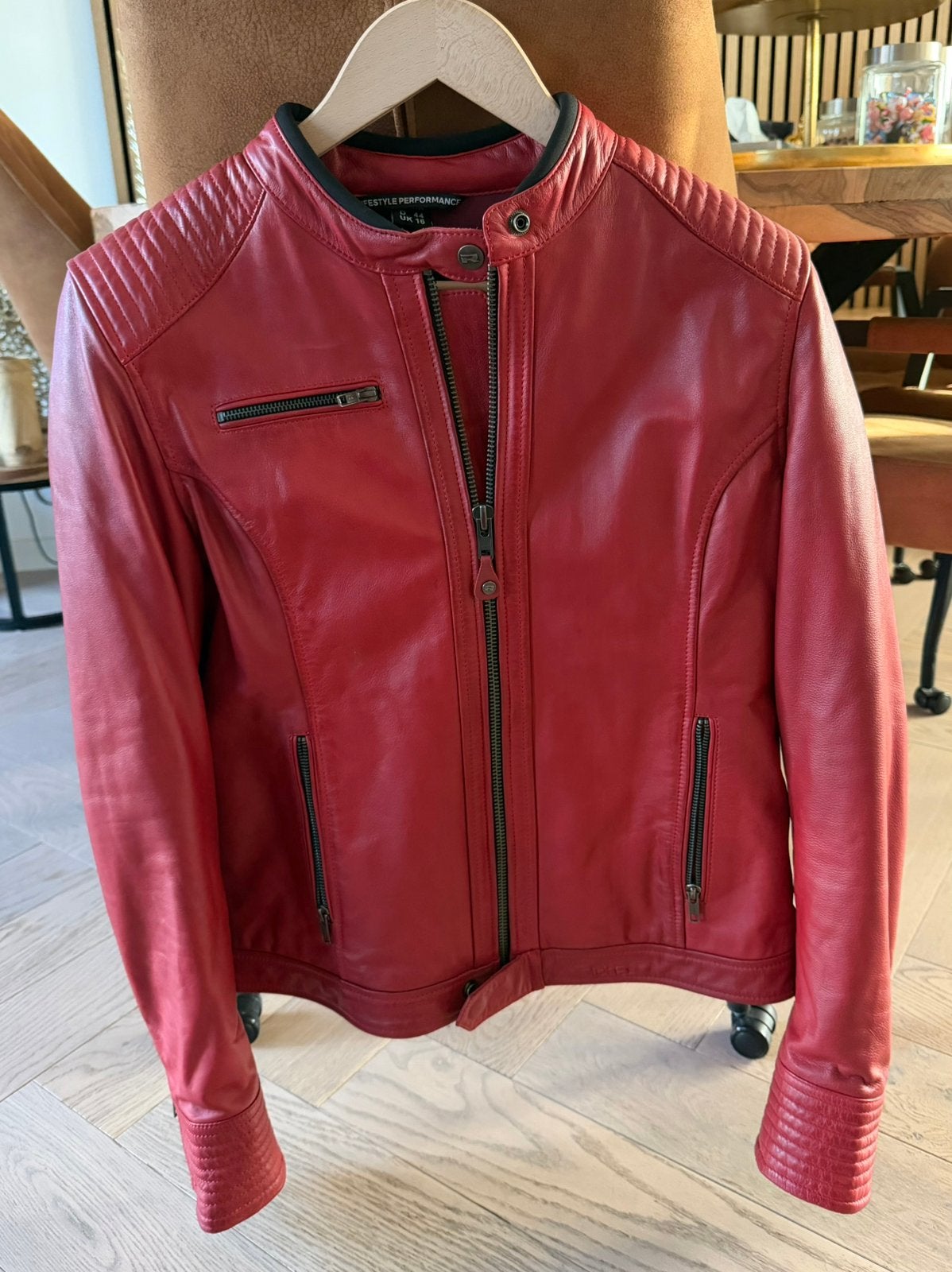 Richa Dames Leren Motorjas – Rood – Maat 44, Ophalen, Tweedehands, Dames, Jas | leer