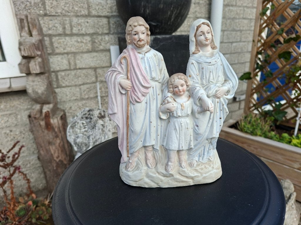 vintage oud beeld Maagd maria en kindje jezus en jozef heil, Ophalen of Verzenden