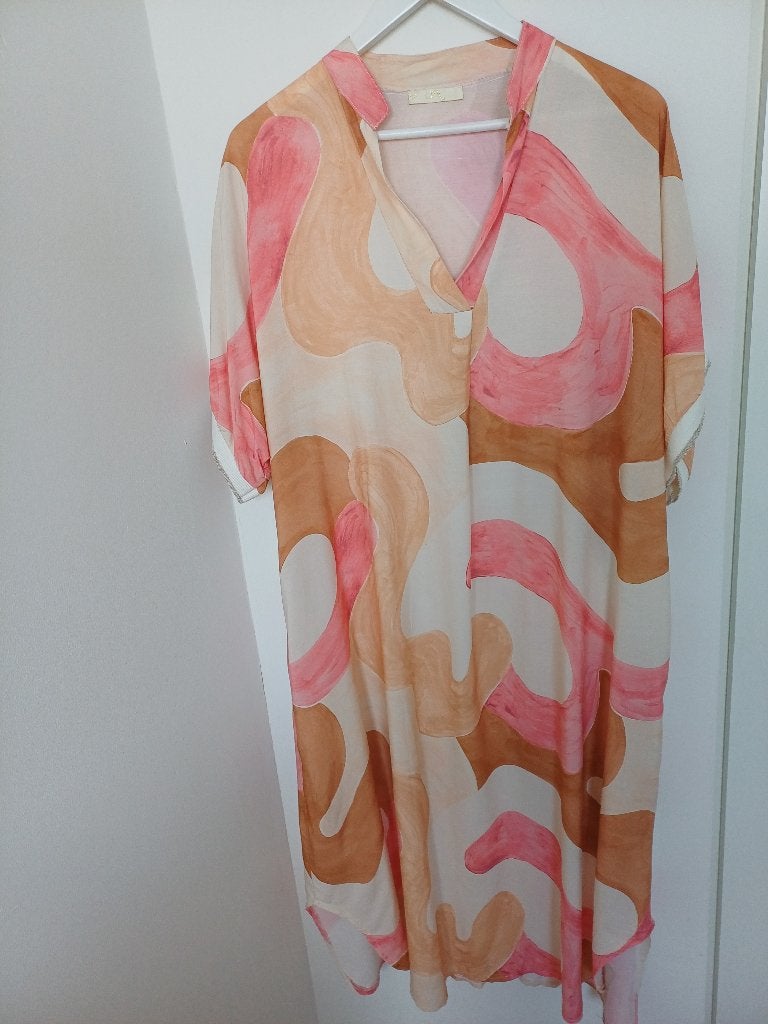 Jurk voor bruiloft of strandfeestje, Meerkleurig, Maat 42/44 (L), Ophalen of Verzenden, Zo goed als nieuw