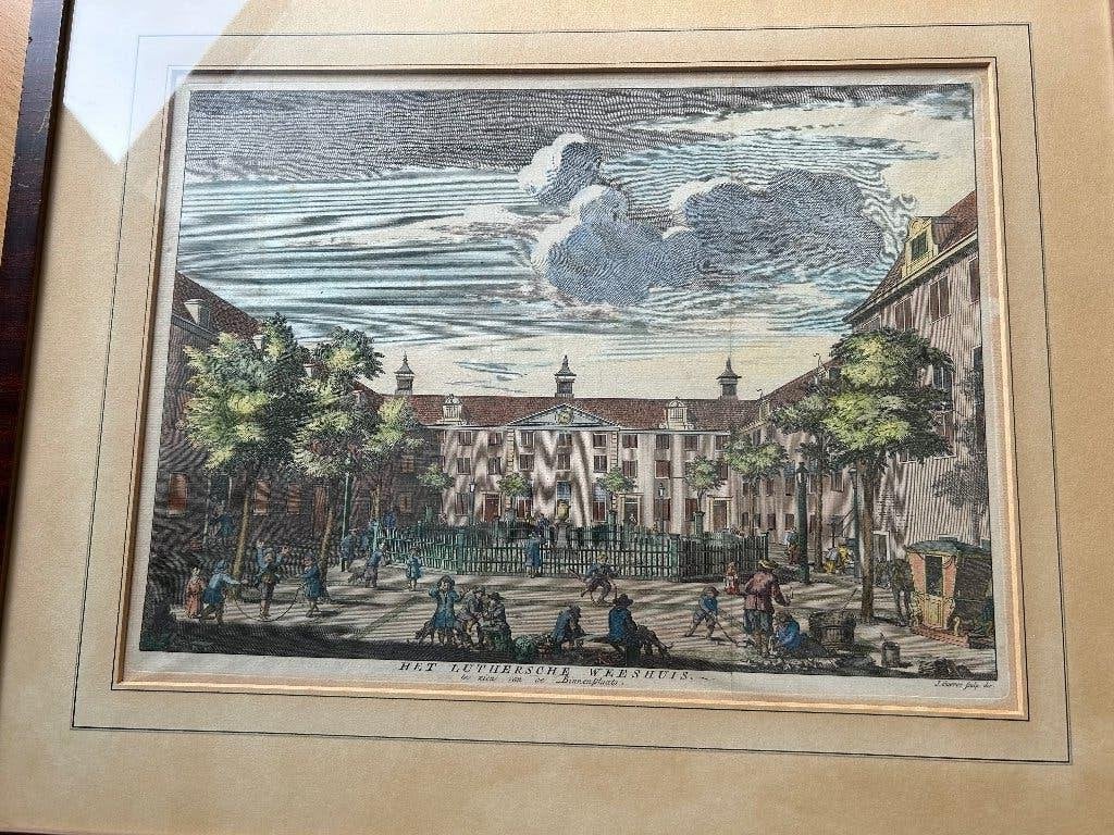Gravures  Amsterdam en Haarlem, Antiek en Kunst, Kunst | Etsen en Gravures, Ophalen of Verzenden, Ingelijst