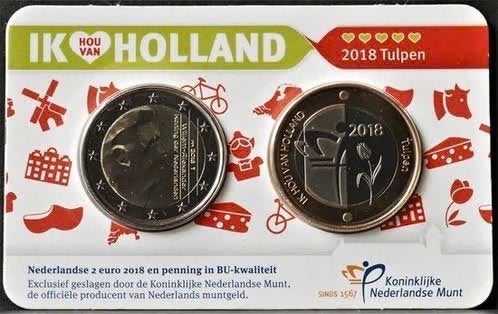coincard Ik hou van Holland 2018 Tulpen, Postzegels en Munten, Ophalen of Verzenden, Koningin Beatrix, Euro's, Losse munt