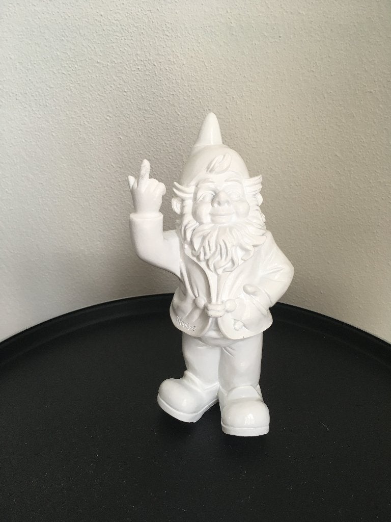 Stoobz Design F*ck You kabouter 20 cm zilver of wit Nieuw!, Nieuw, Kunststof, Ophalen of Verzenden, Modern